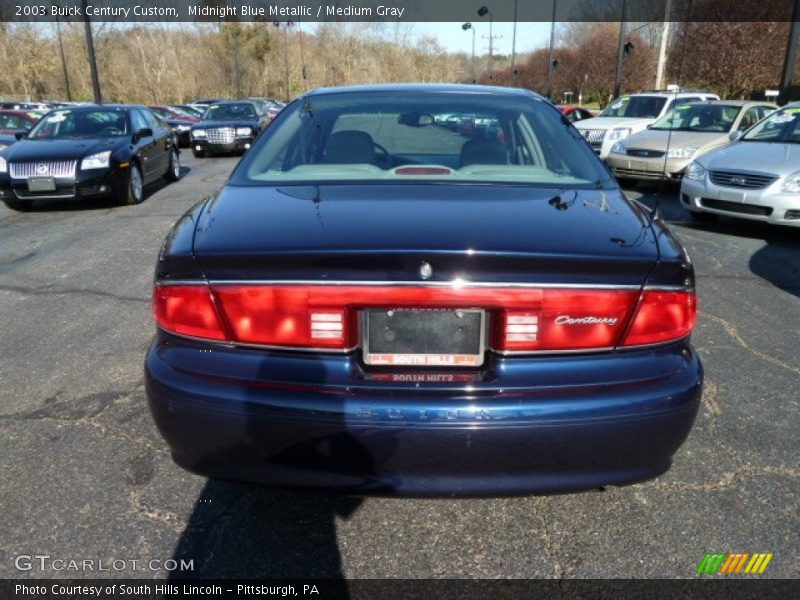 Midnight Blue Metallic / Medium Gray 2003 Buick Century Custom