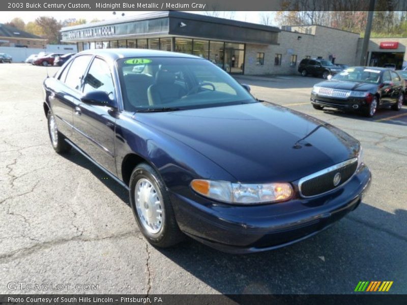 Midnight Blue Metallic / Medium Gray 2003 Buick Century Custom