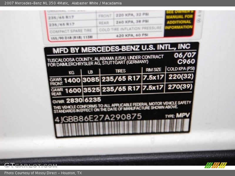 Alabaster White / Macadamia 2007 Mercedes-Benz ML 350 4Matic