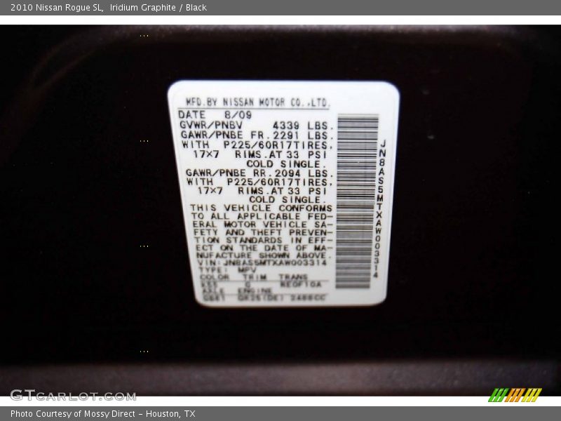 Iridium Graphite / Black 2010 Nissan Rogue SL