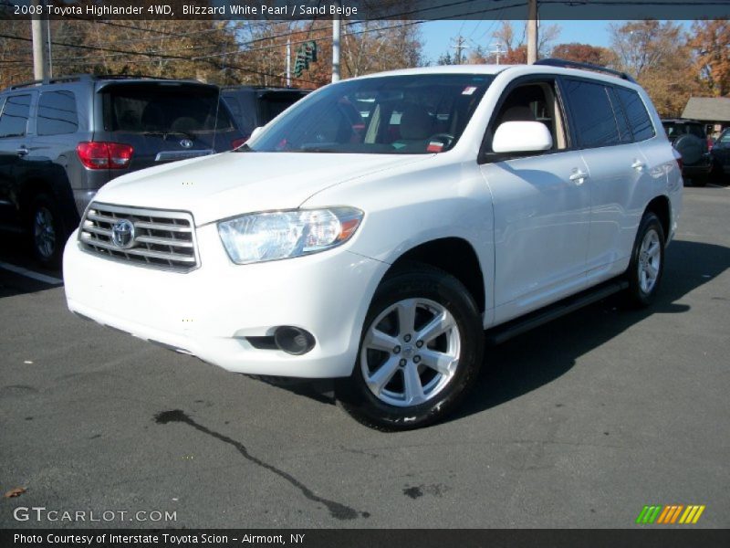 Blizzard White Pearl / Sand Beige 2008 Toyota Highlander 4WD