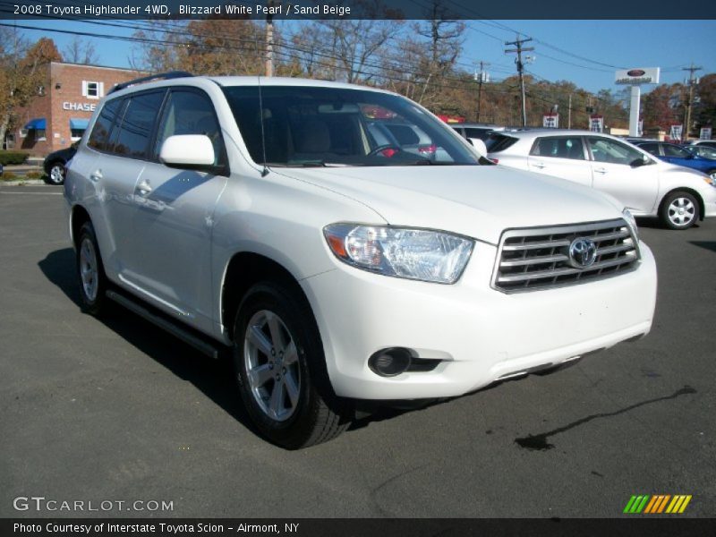 Blizzard White Pearl / Sand Beige 2008 Toyota Highlander 4WD