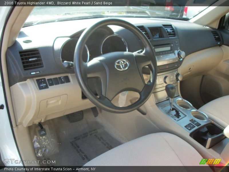Blizzard White Pearl / Sand Beige 2008 Toyota Highlander 4WD