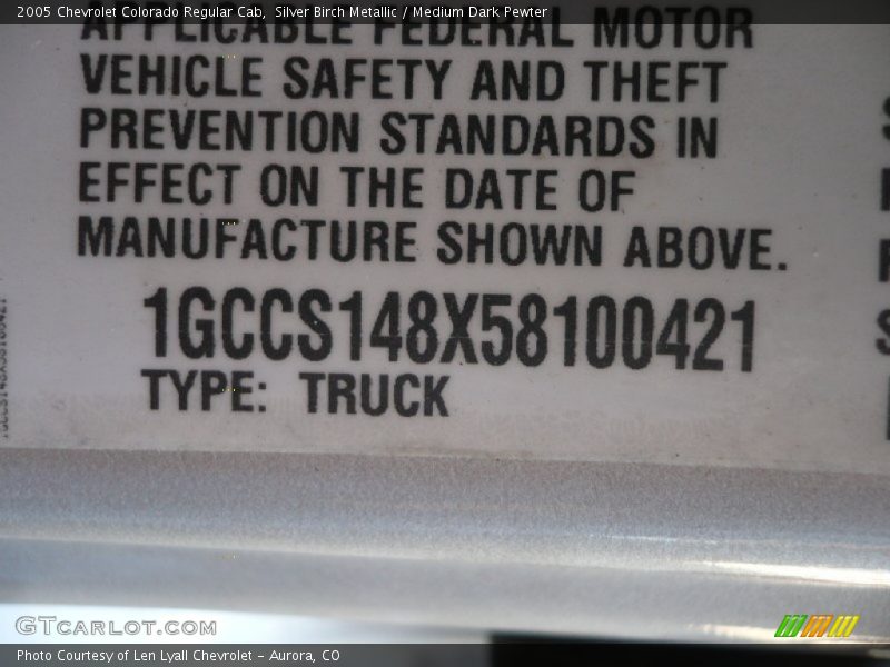 Silver Birch Metallic / Medium Dark Pewter 2005 Chevrolet Colorado Regular Cab