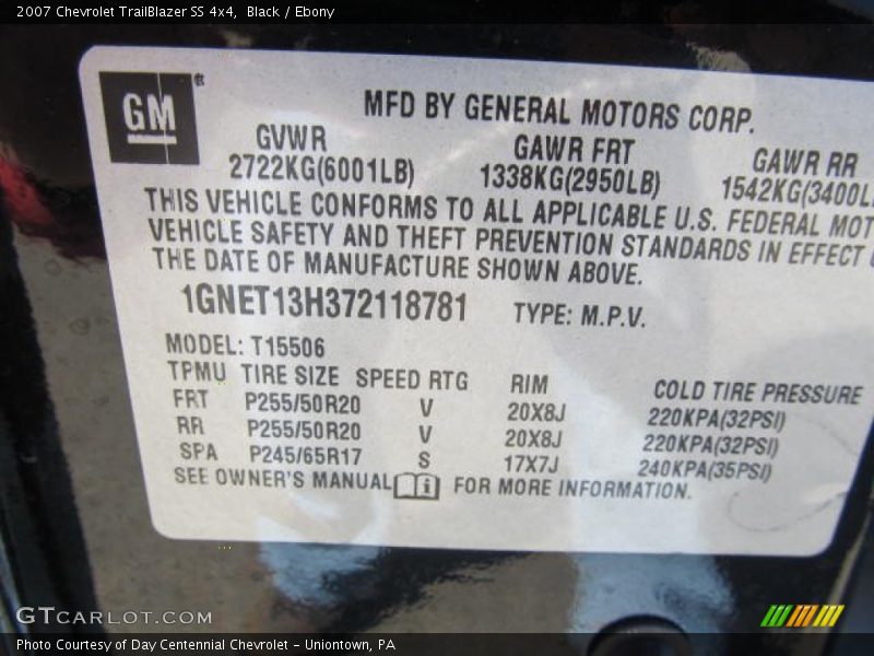 Black / Ebony 2007 Chevrolet TrailBlazer SS 4x4