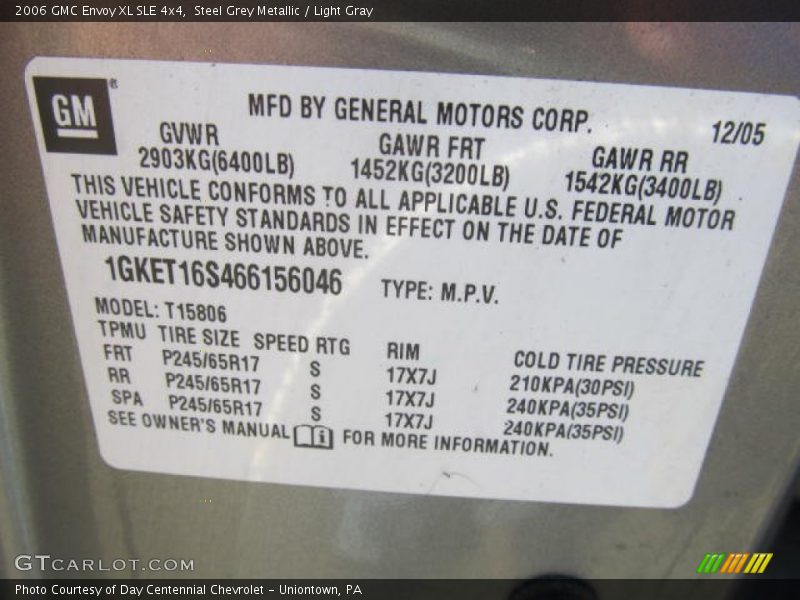 Steel Grey Metallic / Light Gray 2006 GMC Envoy XL SLE 4x4