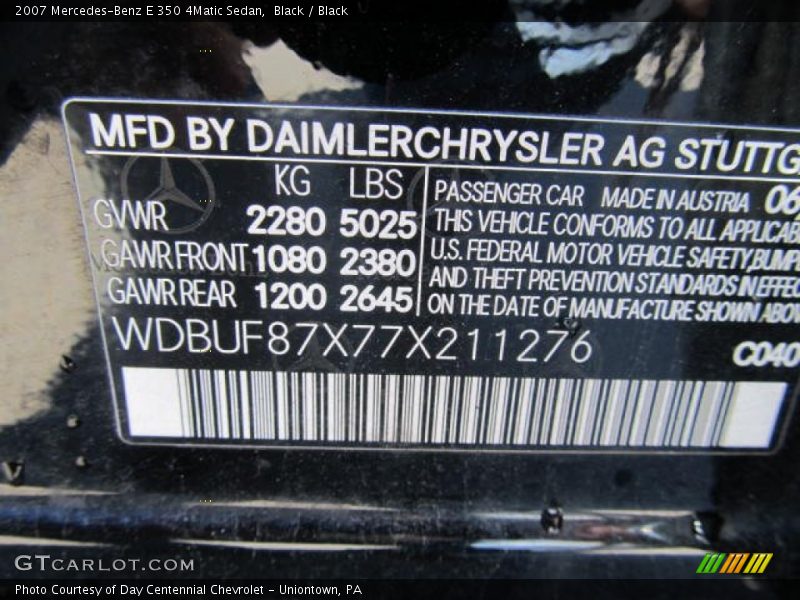 Black / Black 2007 Mercedes-Benz E 350 4Matic Sedan