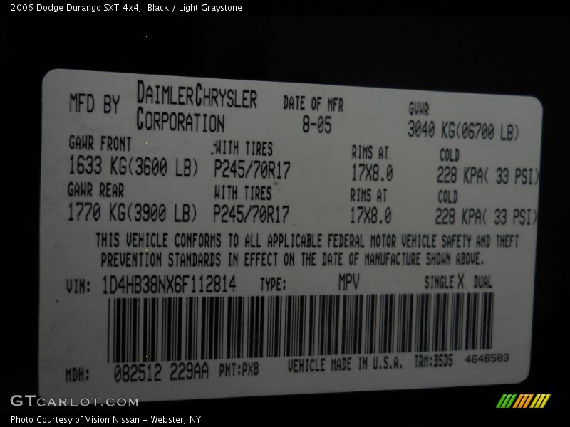 Black / Light Graystone 2006 Dodge Durango SXT 4x4
