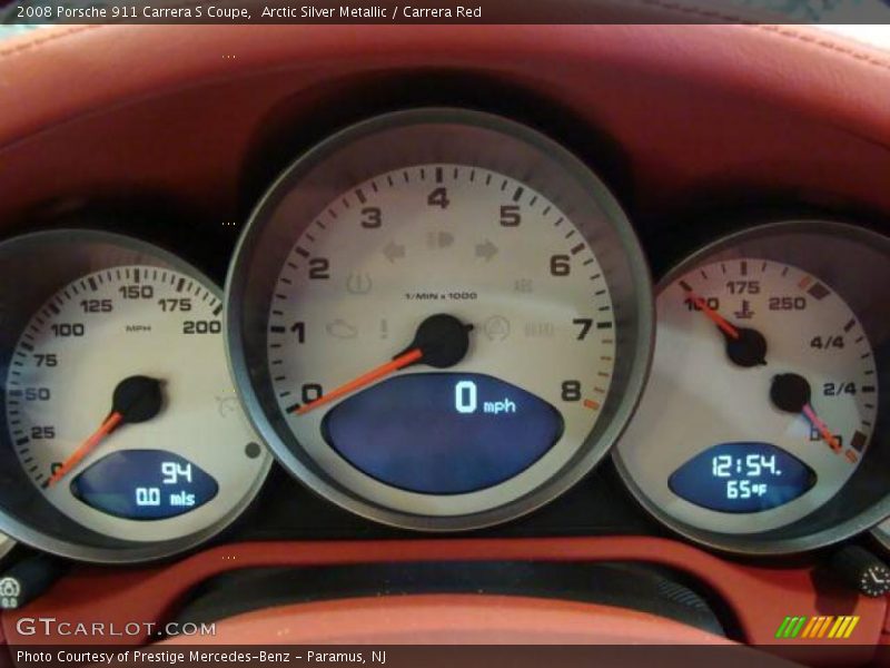 Arctic Silver Metallic / Carrera Red 2008 Porsche 911 Carrera S Coupe