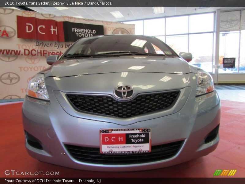 Zephyr Blue Mica / Dark Charcoal 2010 Toyota Yaris Sedan