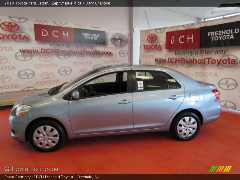 Zephyr Blue Mica / Dark Charcoal 2010 Toyota Yaris Sedan