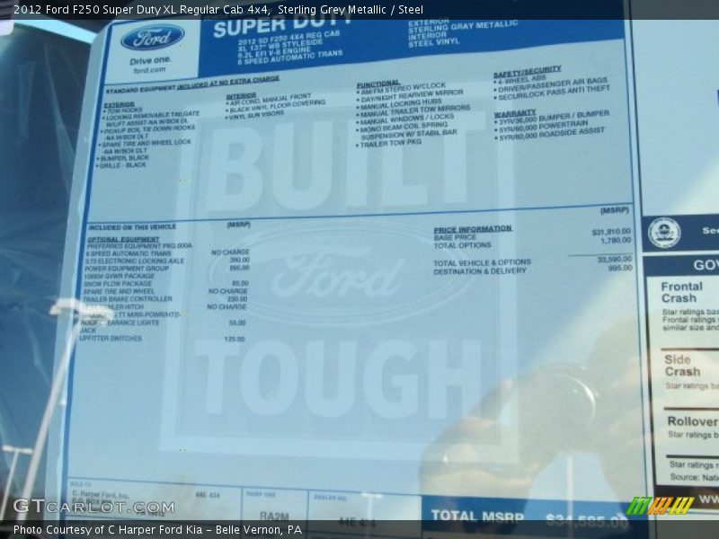 MSRP - 2012 Ford F250 Super Duty XL Regular Cab 4x4