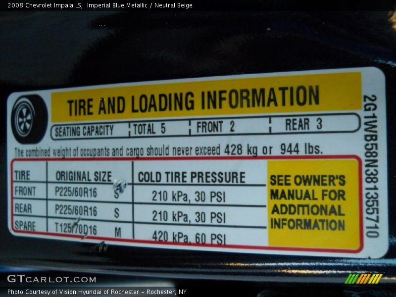 Imperial Blue Metallic / Neutral Beige 2008 Chevrolet Impala LS