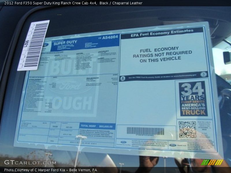  2012 F350 Super Duty King Ranch Crew Cab 4x4 Window Sticker