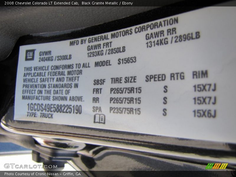 Black Granite Metallic / Ebony 2008 Chevrolet Colorado LT Extended Cab
