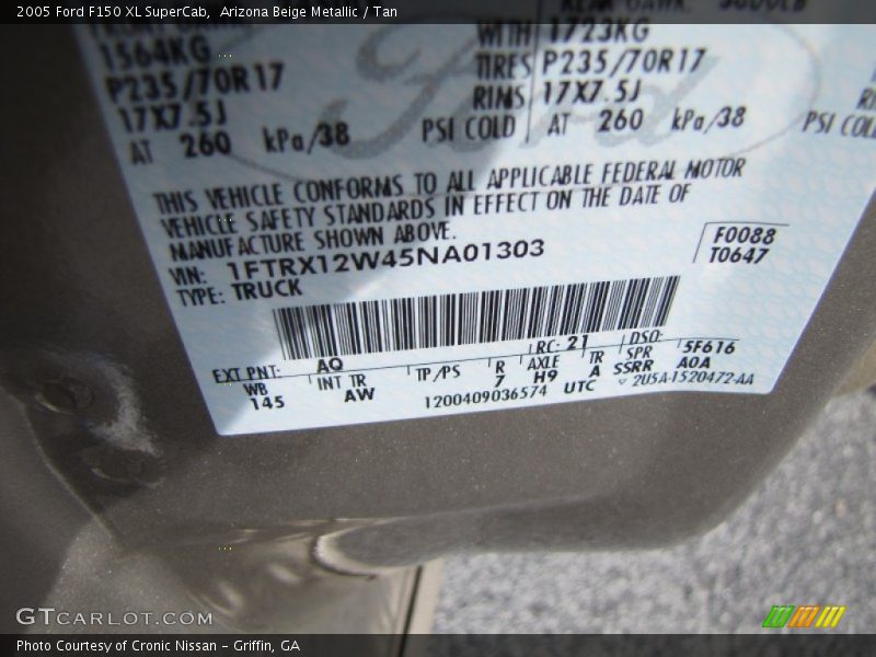 Arizona Beige Metallic / Tan 2005 Ford F150 XL SuperCab
