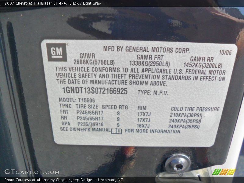 Black / Light Gray 2007 Chevrolet TrailBlazer LT 4x4