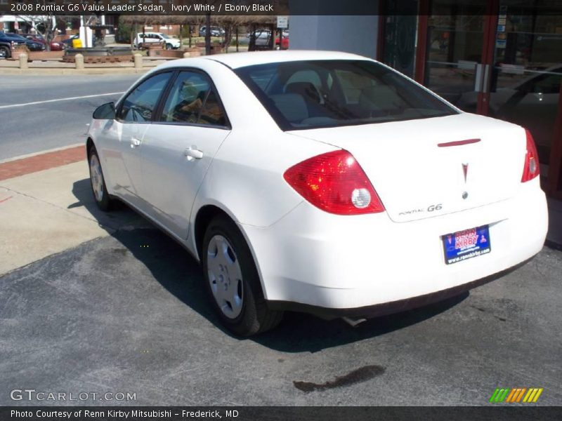 Ivory White / Ebony Black 2008 Pontiac G6 Value Leader Sedan