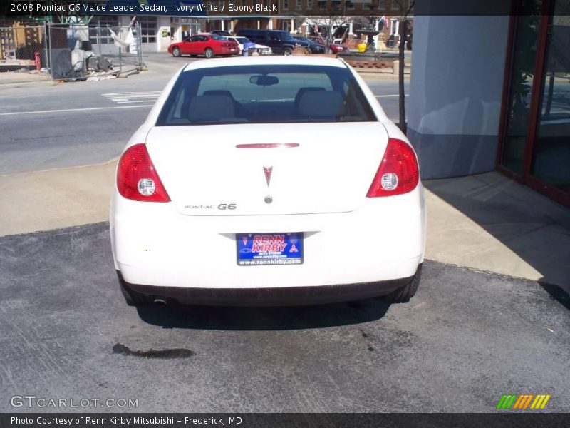 Ivory White / Ebony Black 2008 Pontiac G6 Value Leader Sedan
