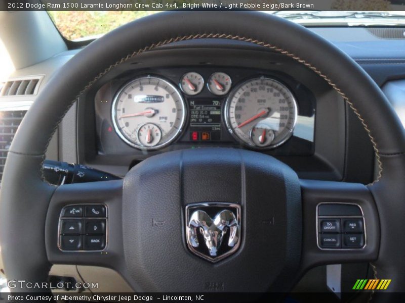 Bright White / Light Pebble Beige/Bark Brown 2012 Dodge Ram 1500 Laramie Longhorn Crew Cab 4x4