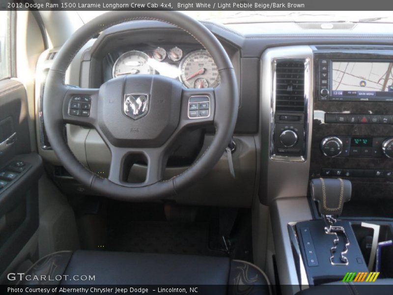 Bright White / Light Pebble Beige/Bark Brown 2012 Dodge Ram 1500 Laramie Longhorn Crew Cab 4x4