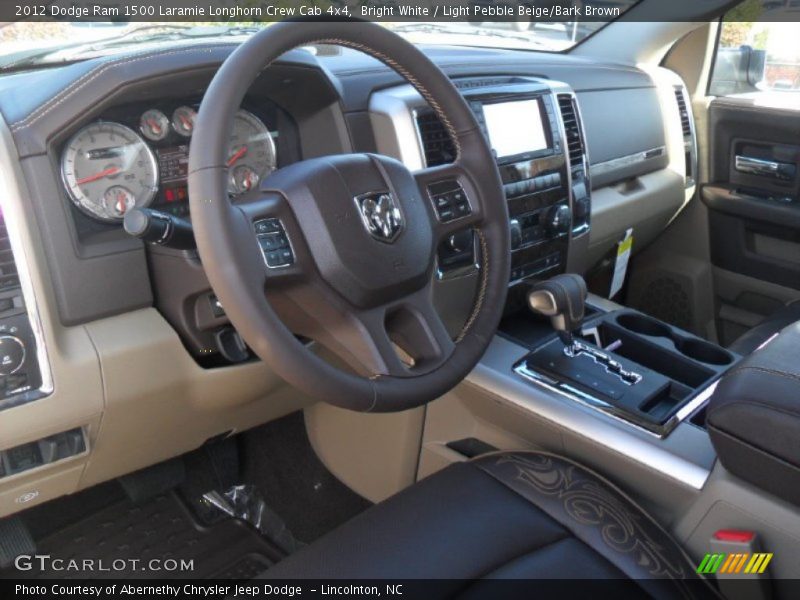 Bright White / Light Pebble Beige/Bark Brown 2012 Dodge Ram 1500 Laramie Longhorn Crew Cab 4x4