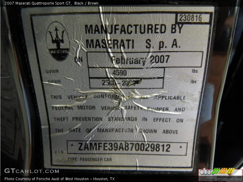 Black / Brown 2007 Maserati Quattroporte Sport GT