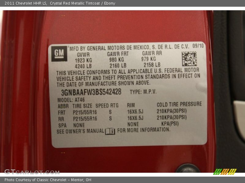 Crystal Red Metallic Tintcoat / Ebony 2011 Chevrolet HHR LS