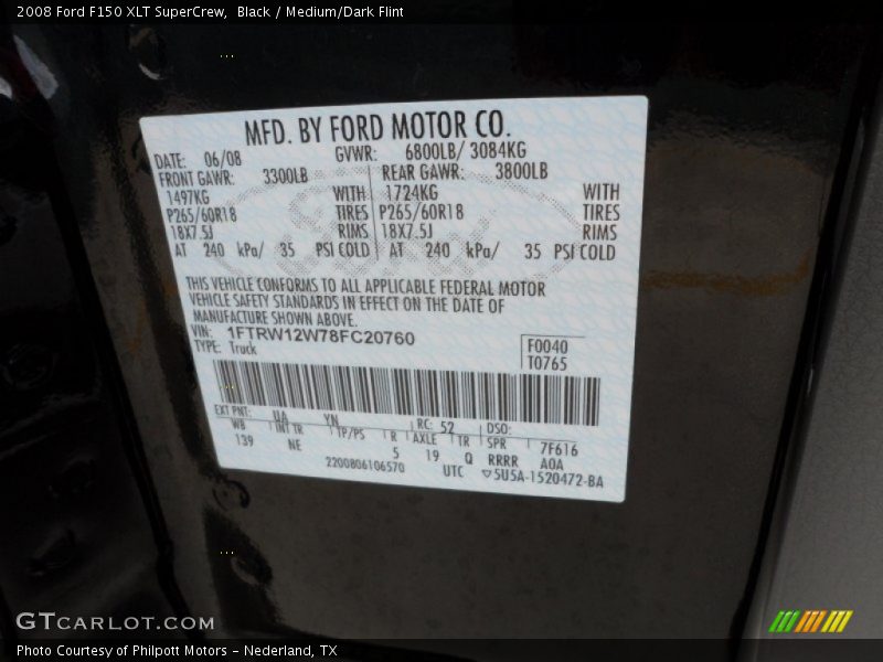 Black / Medium/Dark Flint 2008 Ford F150 XLT SuperCrew
