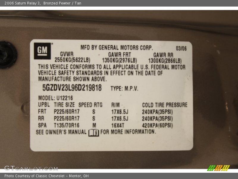 Bronzed Pewter / Tan 2006 Saturn Relay 3