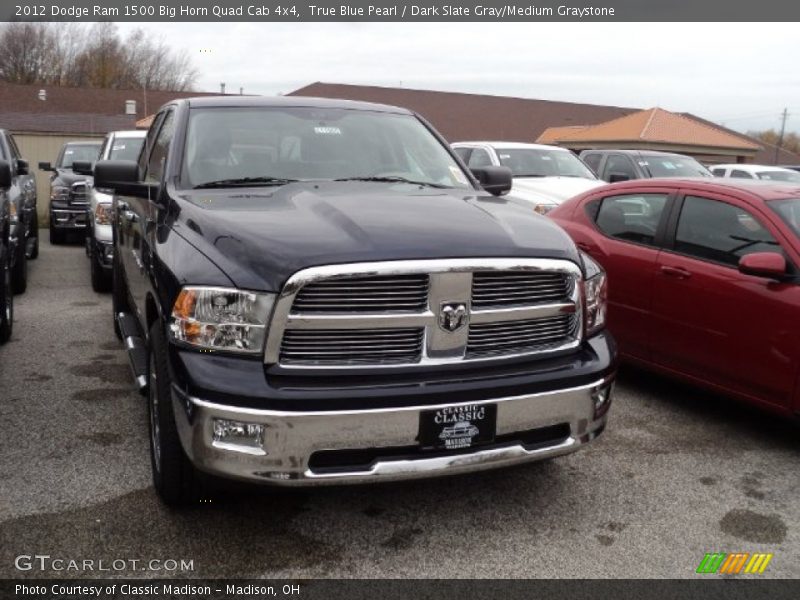 True Blue Pearl / Dark Slate Gray/Medium Graystone 2012 Dodge Ram 1500 Big Horn Quad Cab 4x4