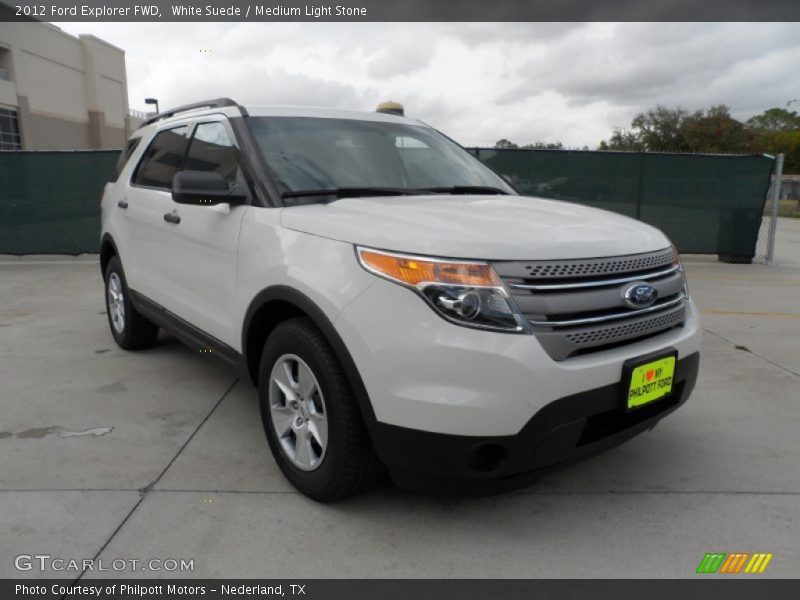 White Suede / Medium Light Stone 2012 Ford Explorer FWD