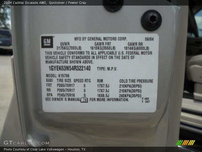 Quicksilver / Pewter Gray 2004 Cadillac Escalade AWD