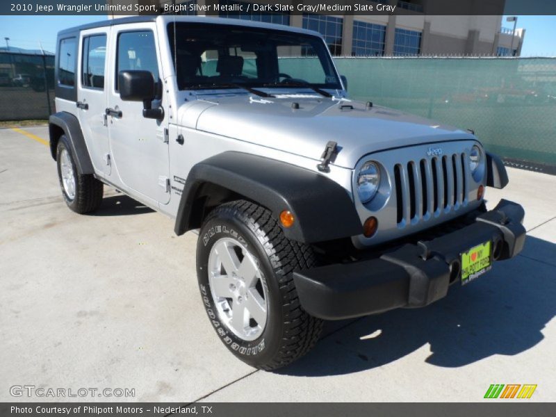 Bright Silver Metallic / Dark Slate Gray/Medium Slate Gray 2010 Jeep Wrangler Unlimited Sport