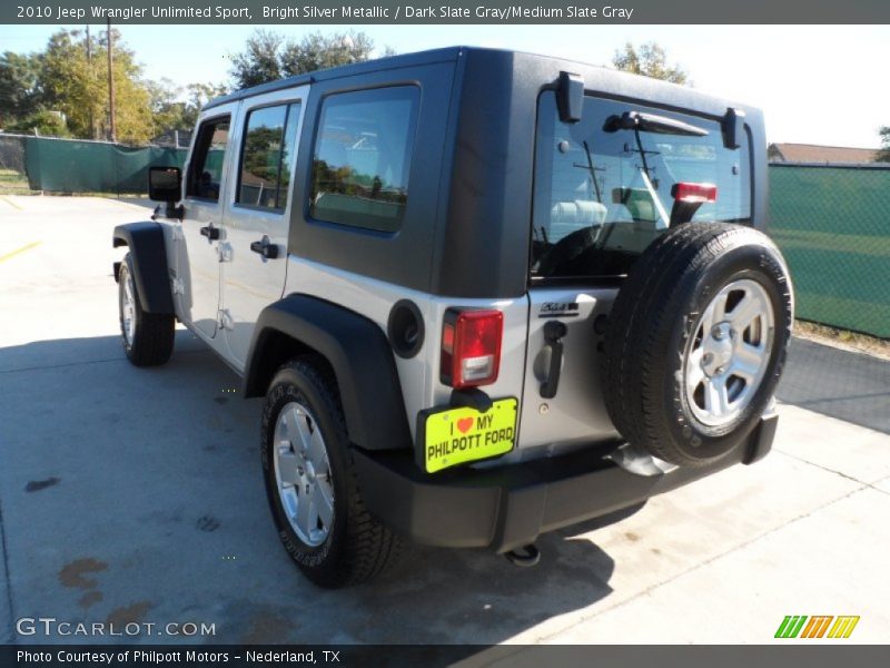Bright Silver Metallic / Dark Slate Gray/Medium Slate Gray 2010 Jeep Wrangler Unlimited Sport