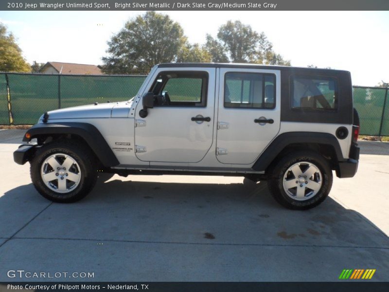 Bright Silver Metallic / Dark Slate Gray/Medium Slate Gray 2010 Jeep Wrangler Unlimited Sport