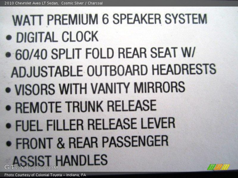 Cosmic Silver / Charcoal 2010 Chevrolet Aveo LT Sedan