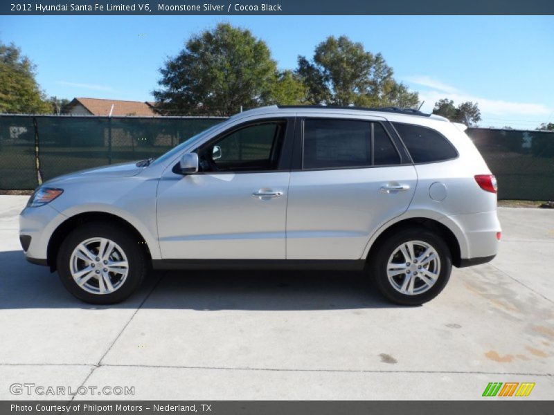 Moonstone Silver / Cocoa Black 2012 Hyundai Santa Fe Limited V6