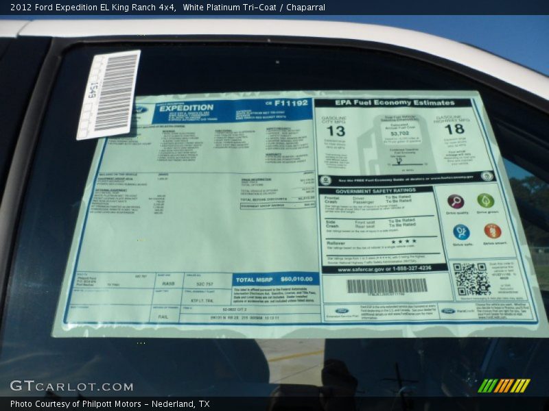  2012 Expedition EL King Ranch 4x4 Window Sticker