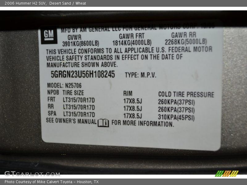 Desert Sand / Wheat 2006 Hummer H2 SUV