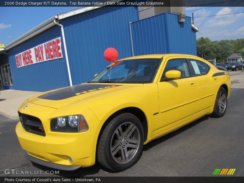 Top Banana Yellow / Dark Slate Gray/Light Graystone 2006 Dodge Charger R/T Daytona