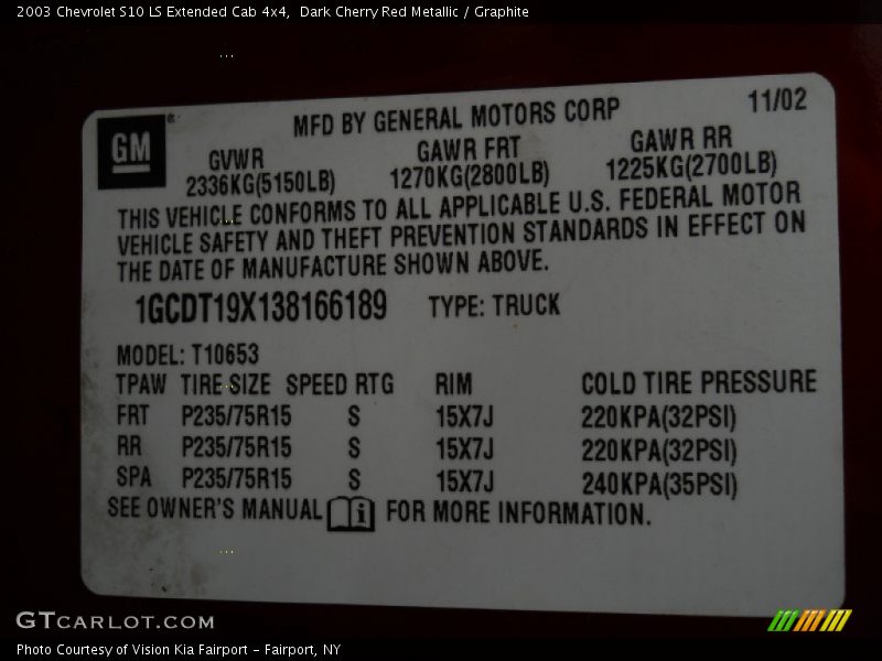 Dark Cherry Red Metallic / Graphite 2003 Chevrolet S10 LS Extended Cab 4x4