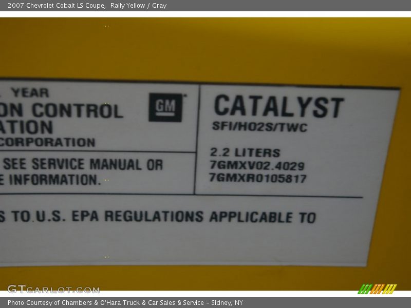 Rally Yellow / Gray 2007 Chevrolet Cobalt LS Coupe