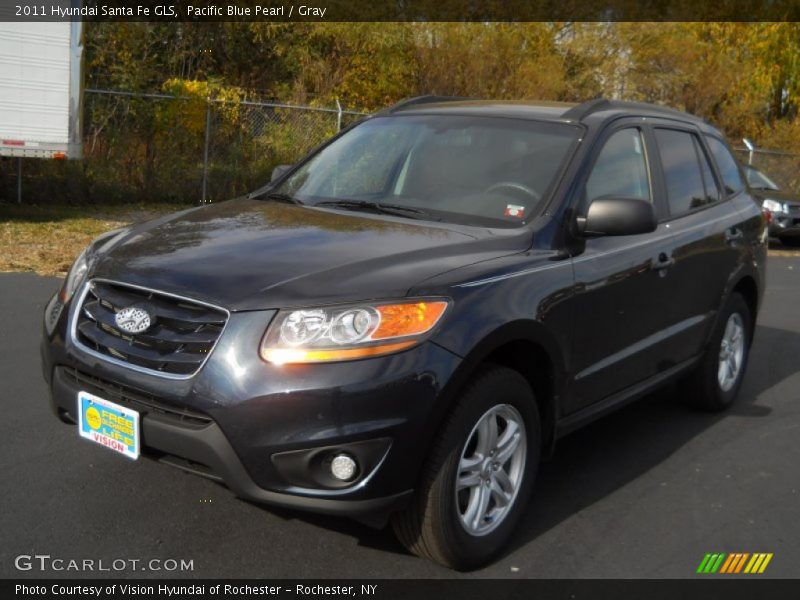 Pacific Blue Pearl / Gray 2011 Hyundai Santa Fe GLS