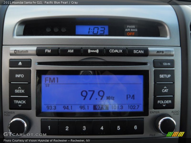 Pacific Blue Pearl / Gray 2011 Hyundai Santa Fe GLS