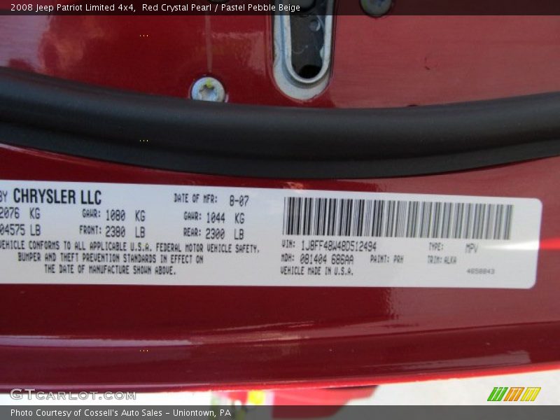 Red Crystal Pearl / Pastel Pebble Beige 2008 Jeep Patriot Limited 4x4