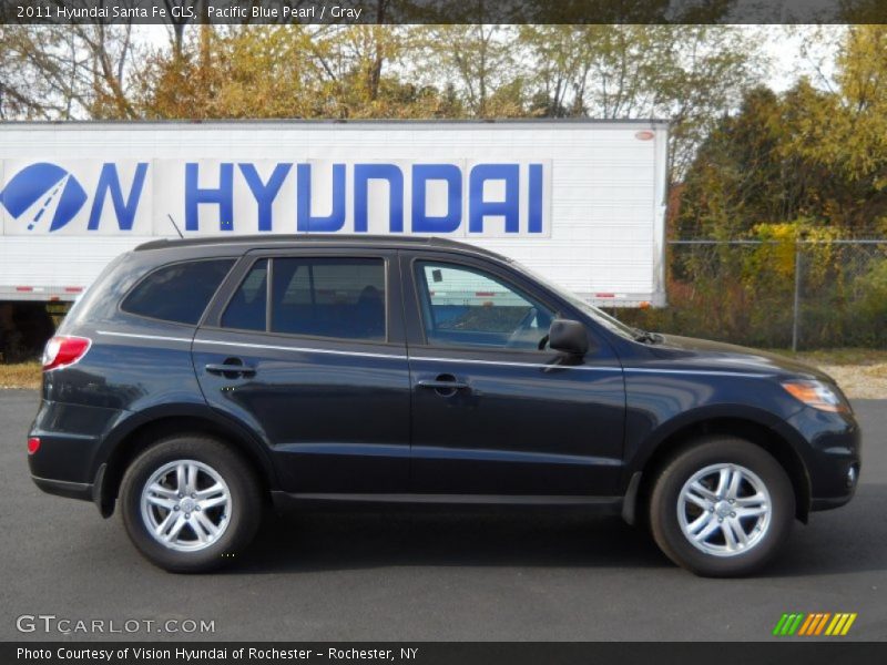 Pacific Blue Pearl / Gray 2011 Hyundai Santa Fe GLS