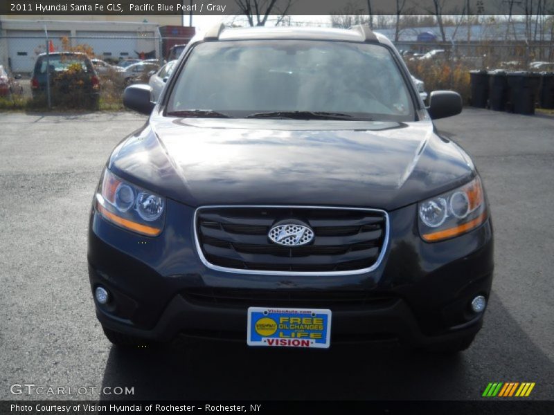 Pacific Blue Pearl / Gray 2011 Hyundai Santa Fe GLS