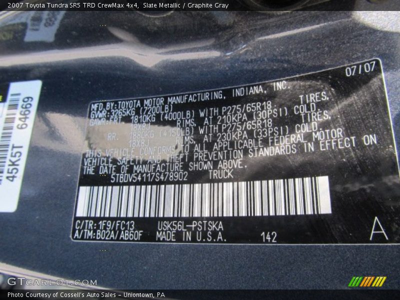 Slate Metallic / Graphite Gray 2007 Toyota Tundra SR5 TRD CrewMax 4x4