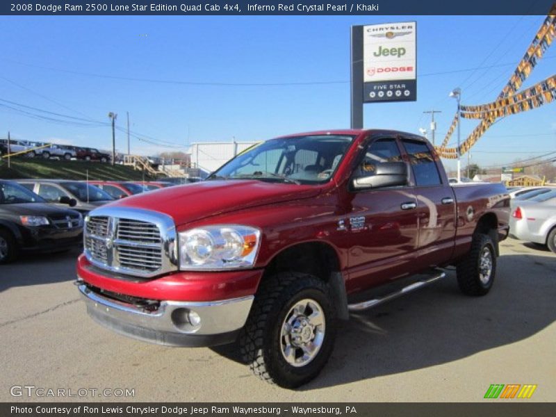 Inferno Red Crystal Pearl / Khaki 2008 Dodge Ram 2500 Lone Star Edition Quad Cab 4x4